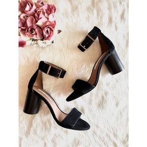 & other stories black suede block heels